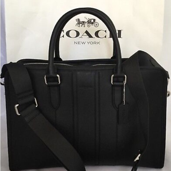Coach Mens Bond Black leather laptop briefcase messenger bag satchel - Picture 1 of 16